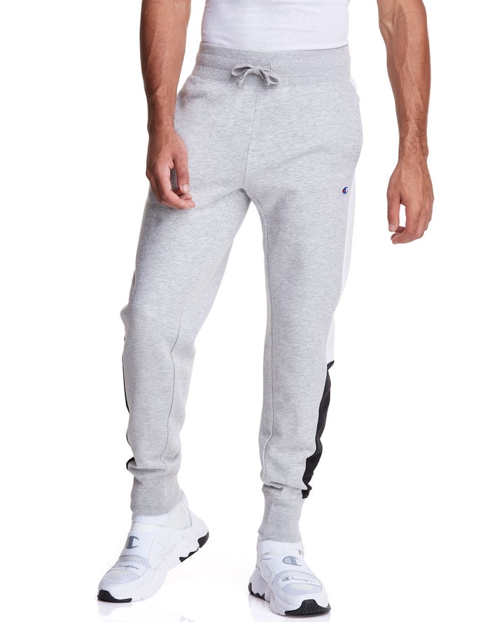 Champion Colorblock Fleece Joggingbroek Heren - Grijs - Belgie 8729NYJXV